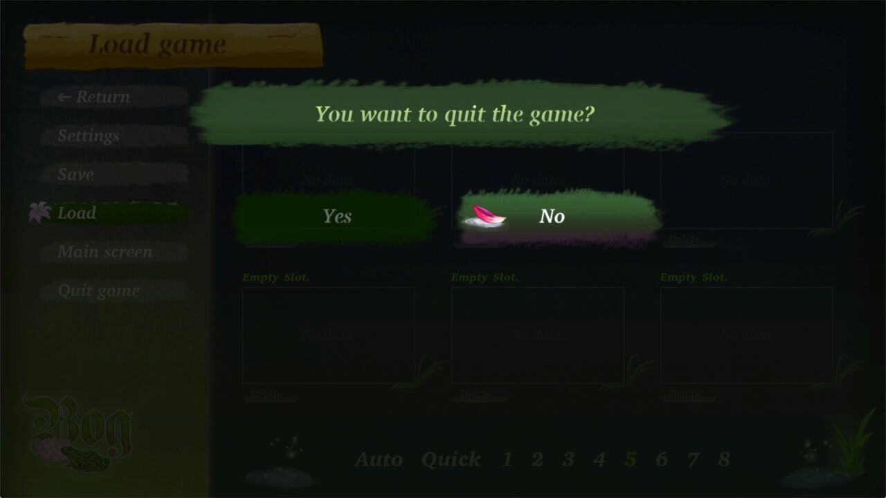 Screenshot image project bog alert screen quit game